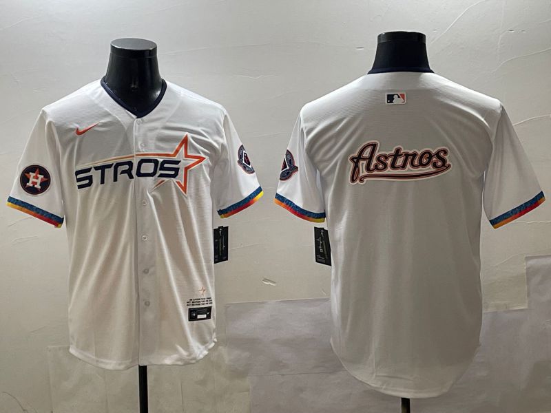 Men Houston Astros Blank White Fourth generation Joint Name 2025 Nike MLB Jersey style 14->houston astros->MLB Jersey